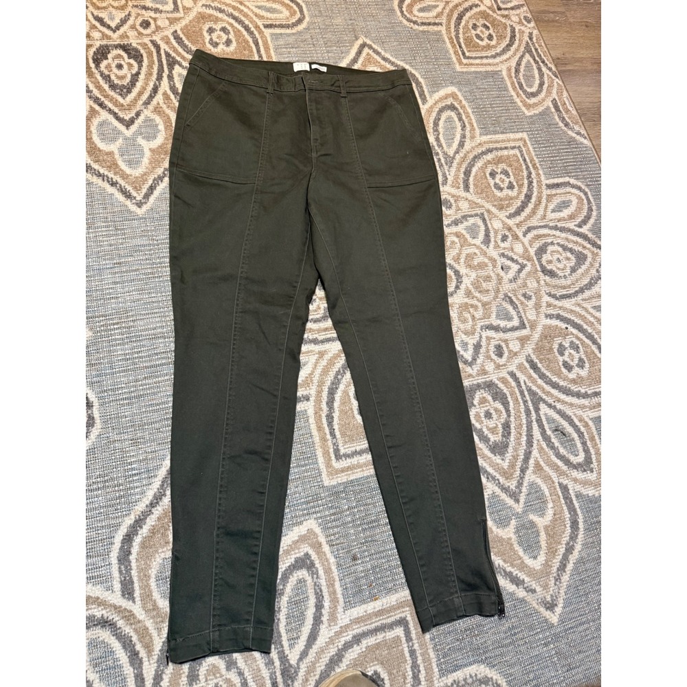 A New Day Olive Green High Rise Utility Seamed Pants with Ankle Zips Size 16